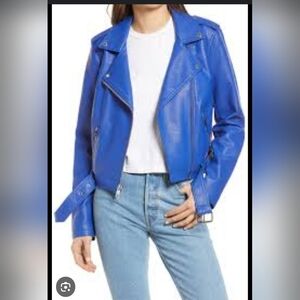 Levi's faux leather motorcycle jacket BLUE Size Large